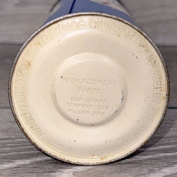 Vintage Maxwell House Coffee Thermos Blue w/ Lid & Cup Made in USA - Picture 2 of 11